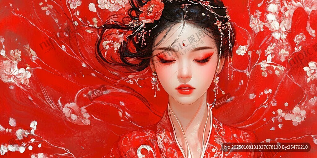红衣少女设计古风