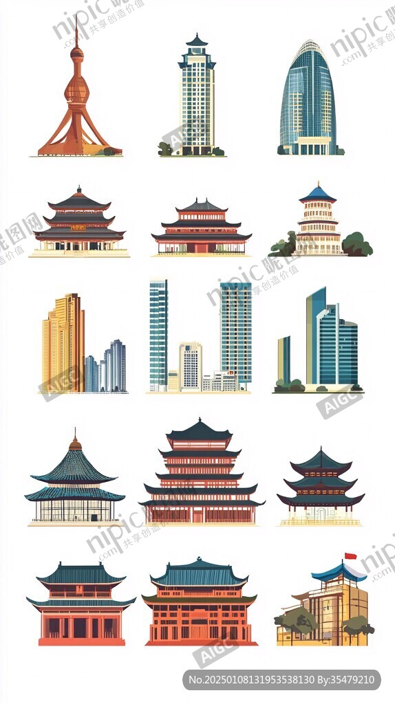原创广西地标广西建筑