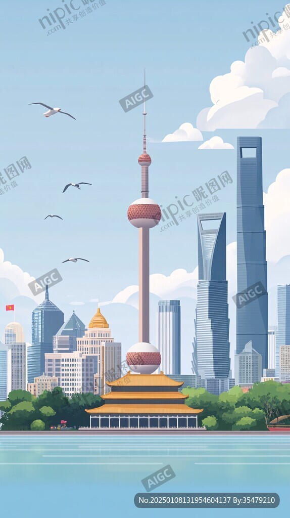 华东地区城市建筑插画