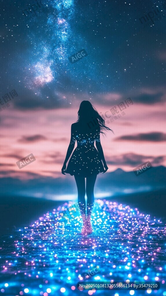 星辰大海女孩背影