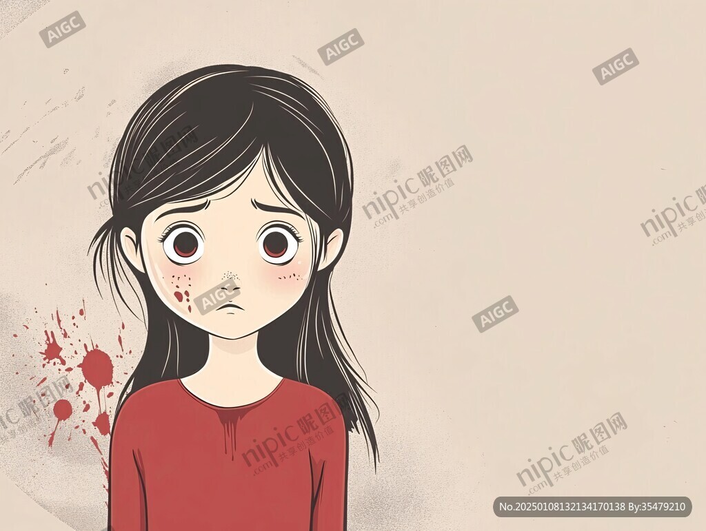 女孩生气插画