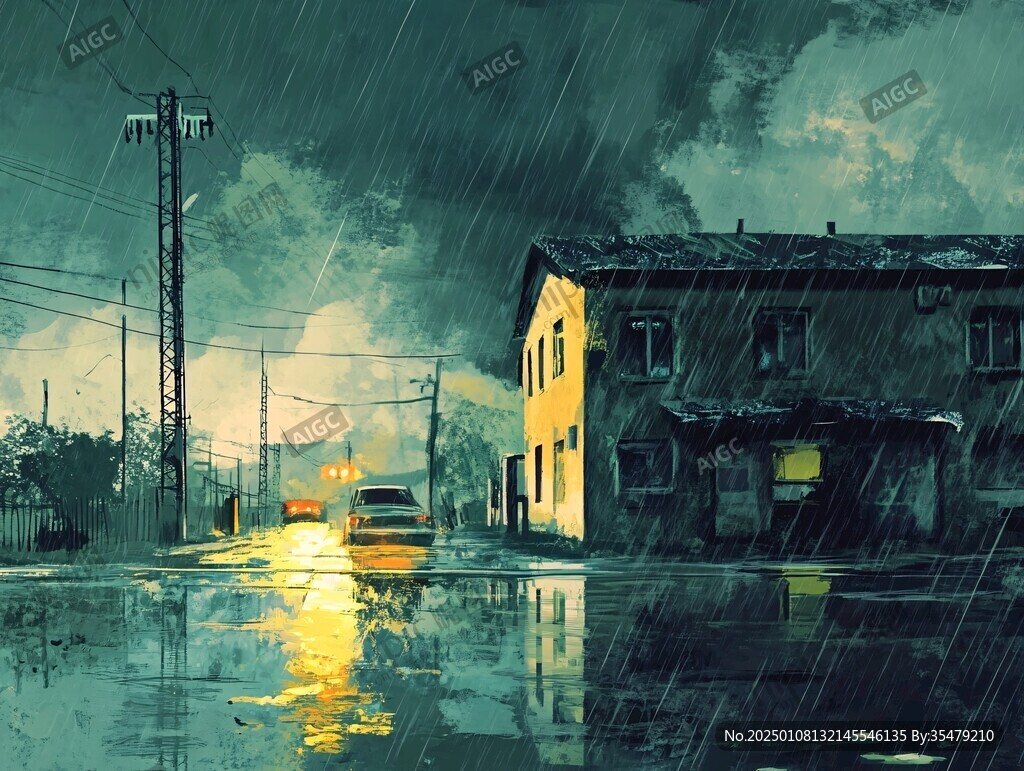 雨天插画