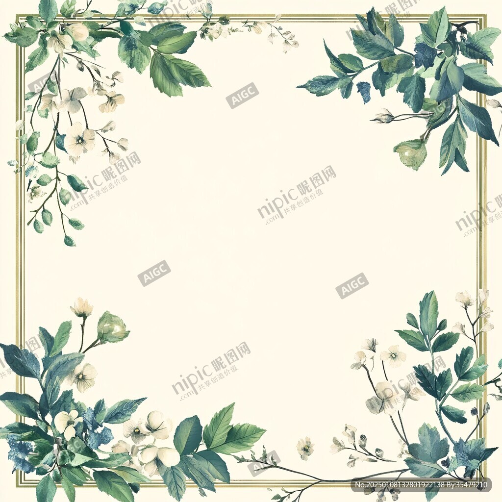 绿色植物背景边框