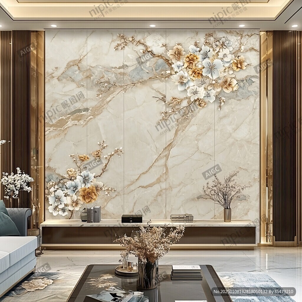 金色大理石瓷砖背景墙