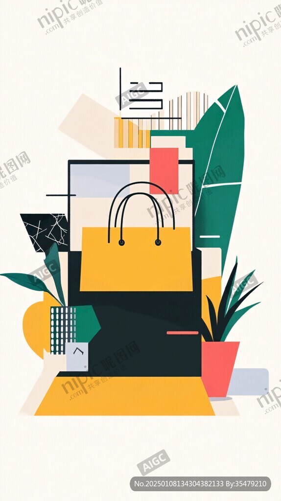 扁平购物插画