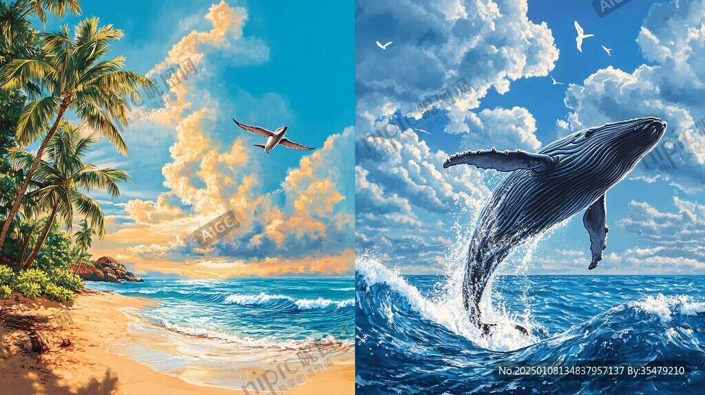 高清手绘鲸鱼