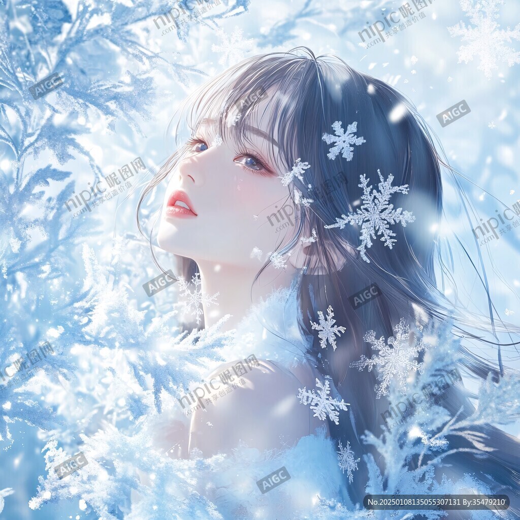 梦幻唯美蓝色系少女