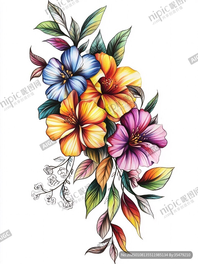 高清手绘花