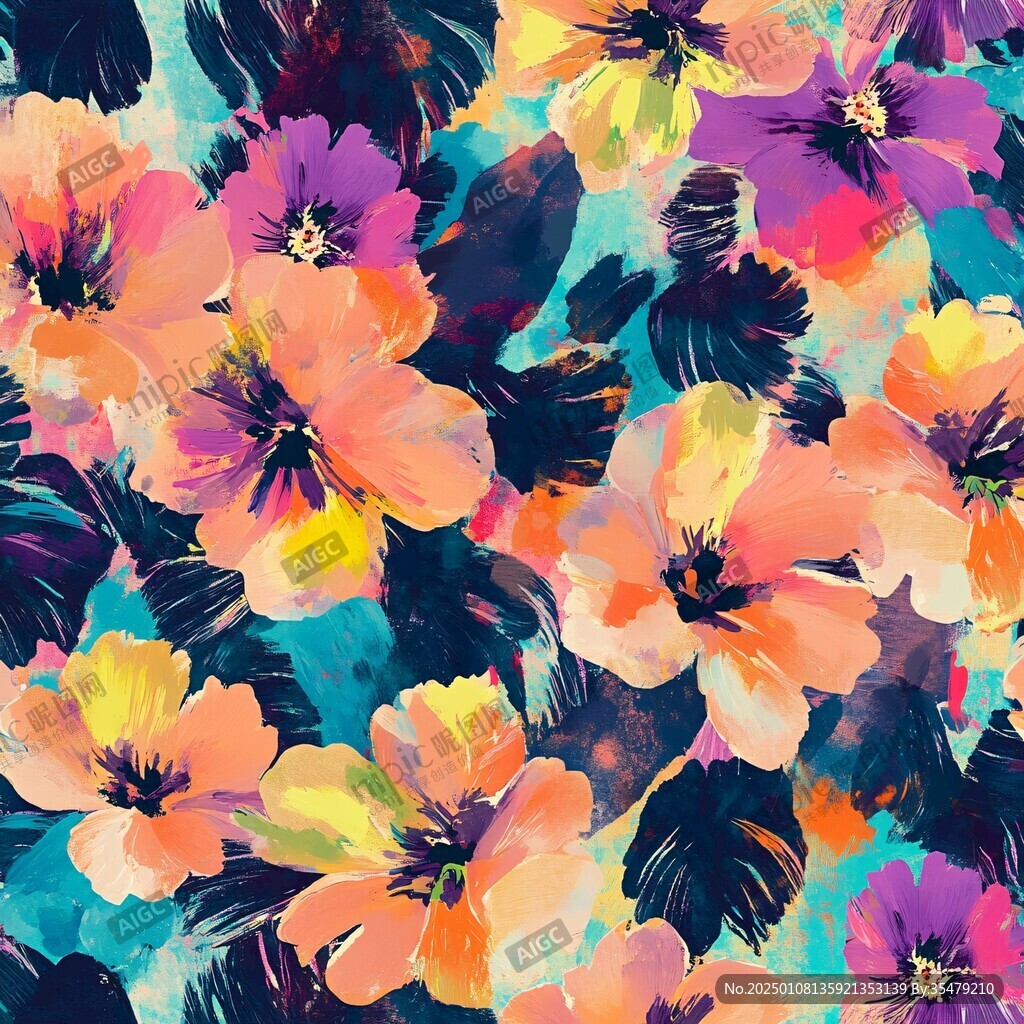 数码印花图案花卉