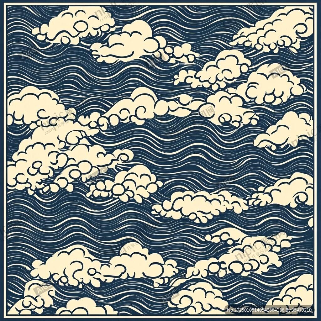 中式图案云纹浪花