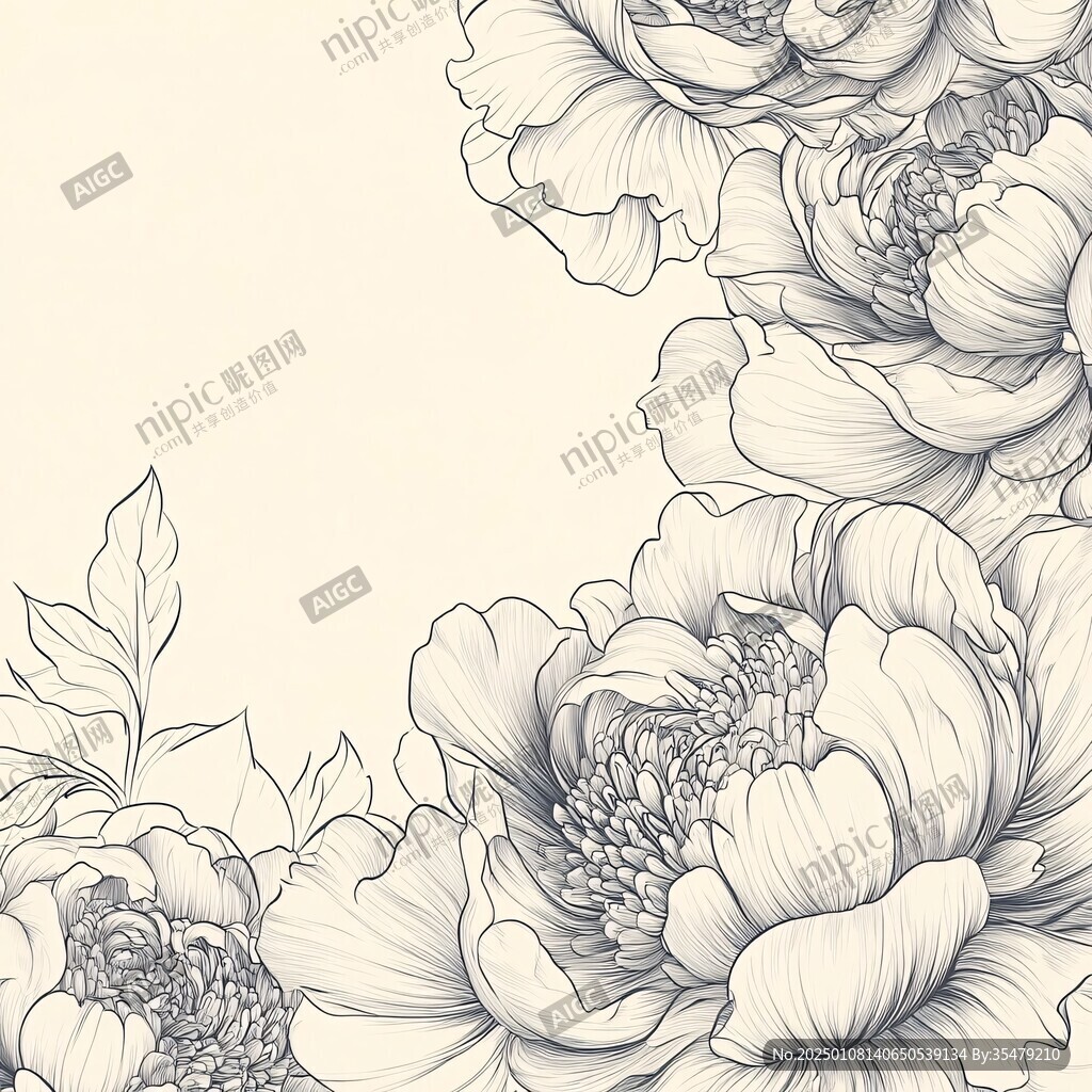 手绘质感牡丹