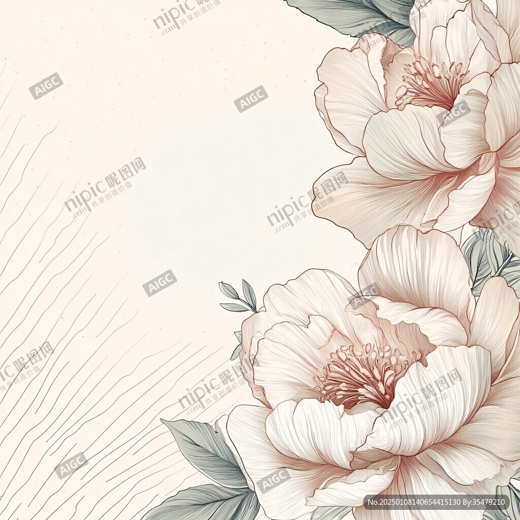 手绘质感牡丹花