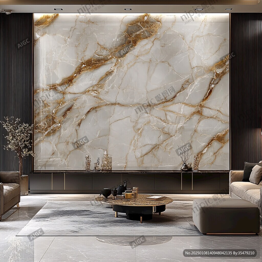 金色大理石瓷砖背景墙