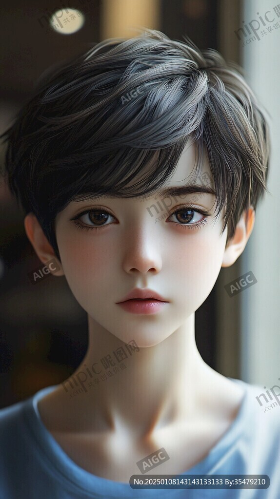 人物插画短发女生