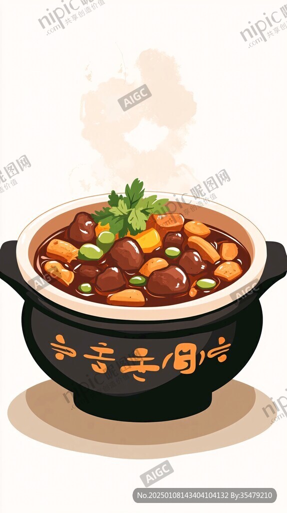 板栗鸡煲插画