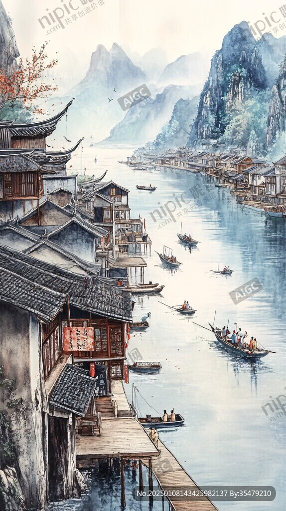兴坪古镇油画