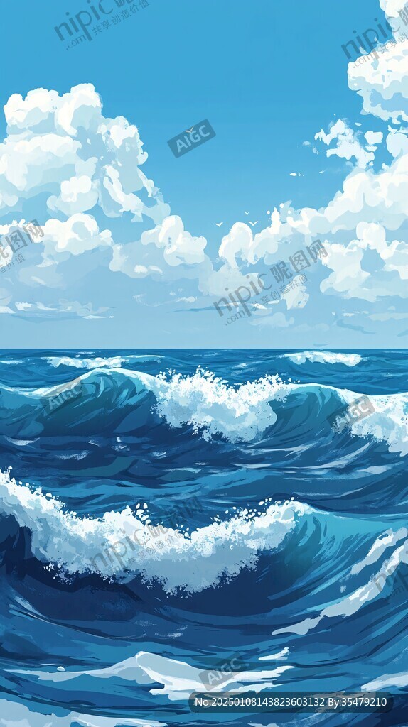 插画海洋辽阔