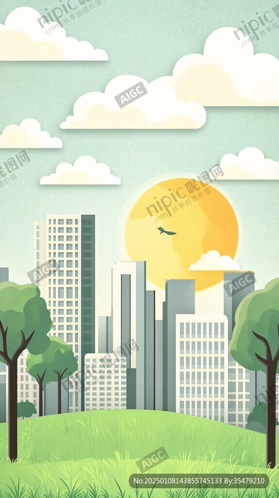 绿色城市环保日背景