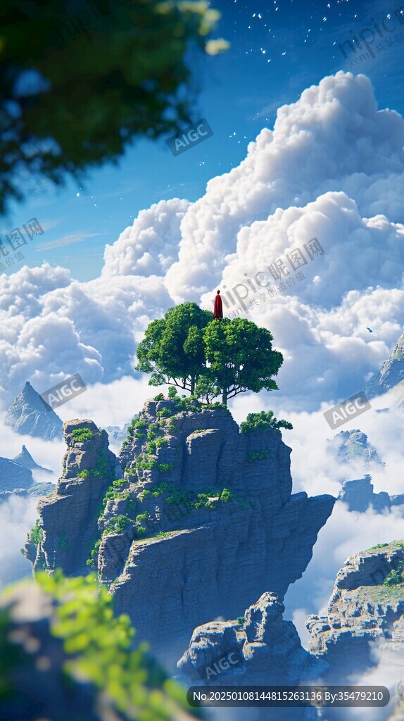 3d云海悬浮小岛