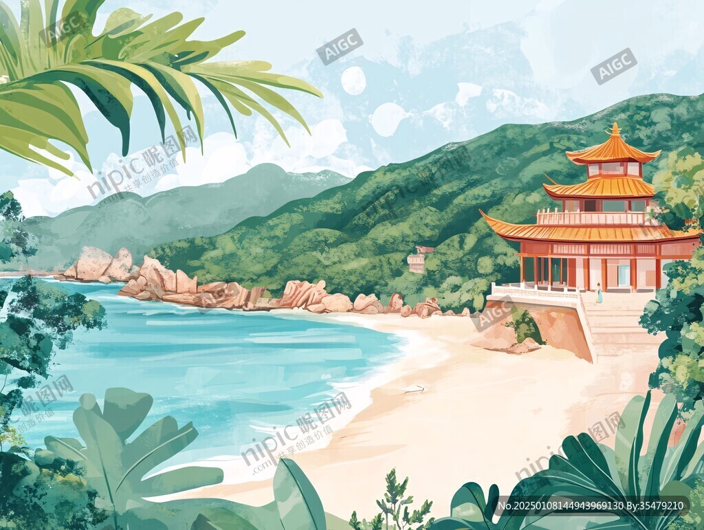湄洲岛插画