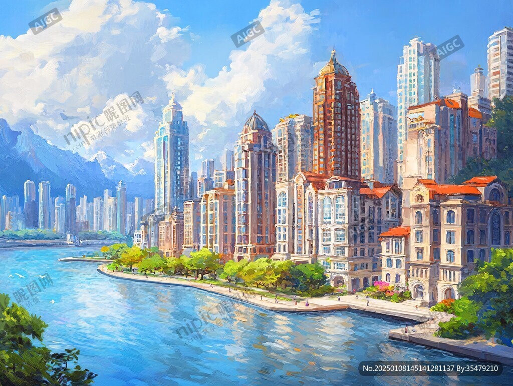 插画城市风光
