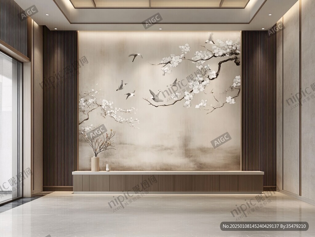 酒店梅花背景墙