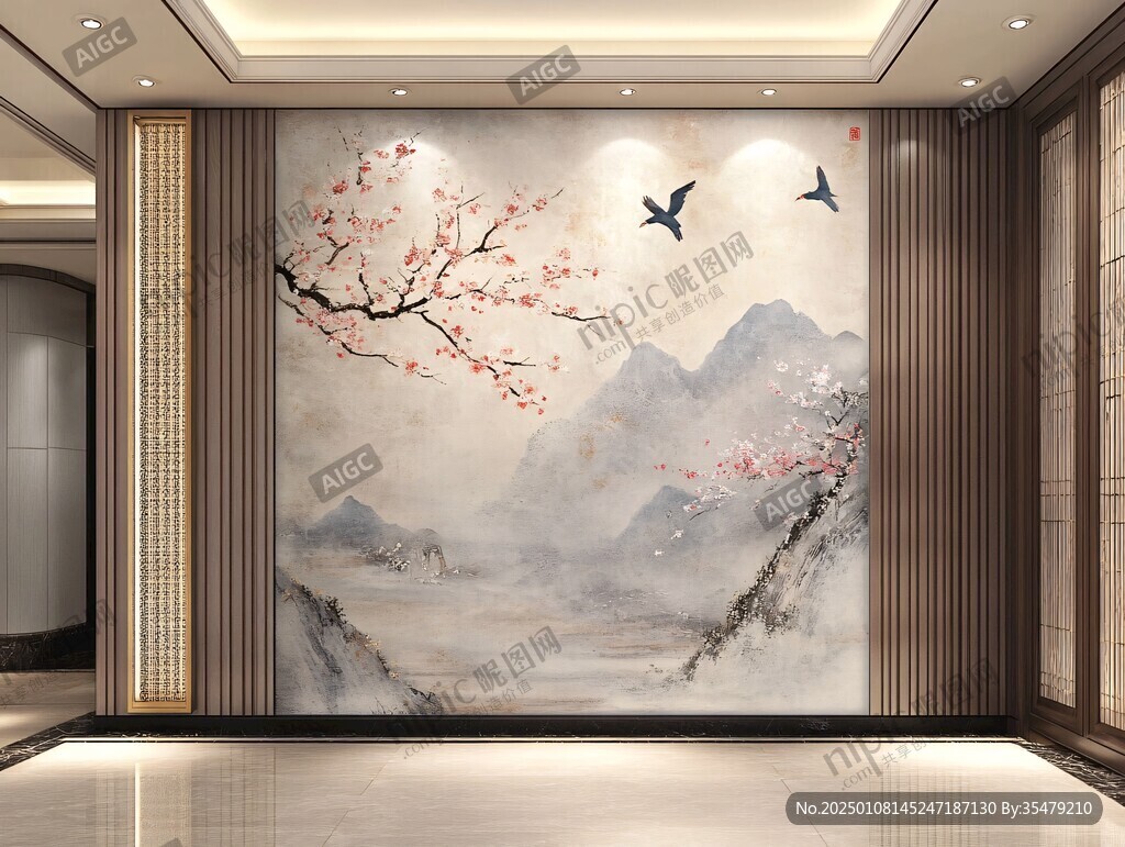 端景走廊背景墙壁画