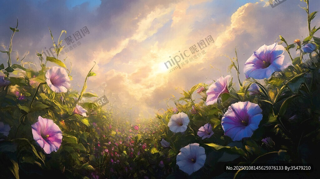 唯美梦幻花田场景