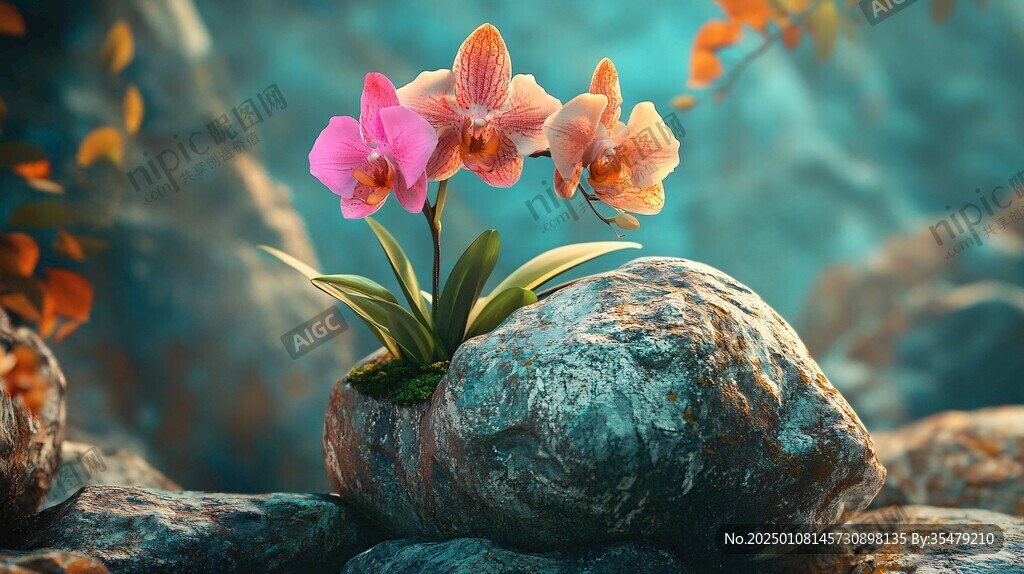 岩石中的花