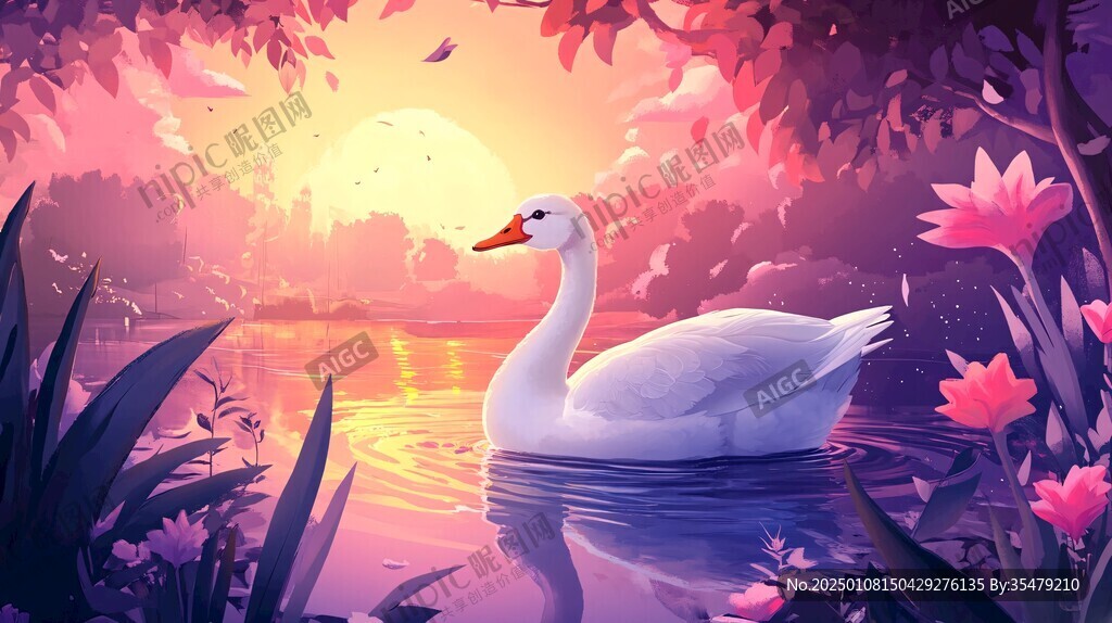 天鹅湖插画