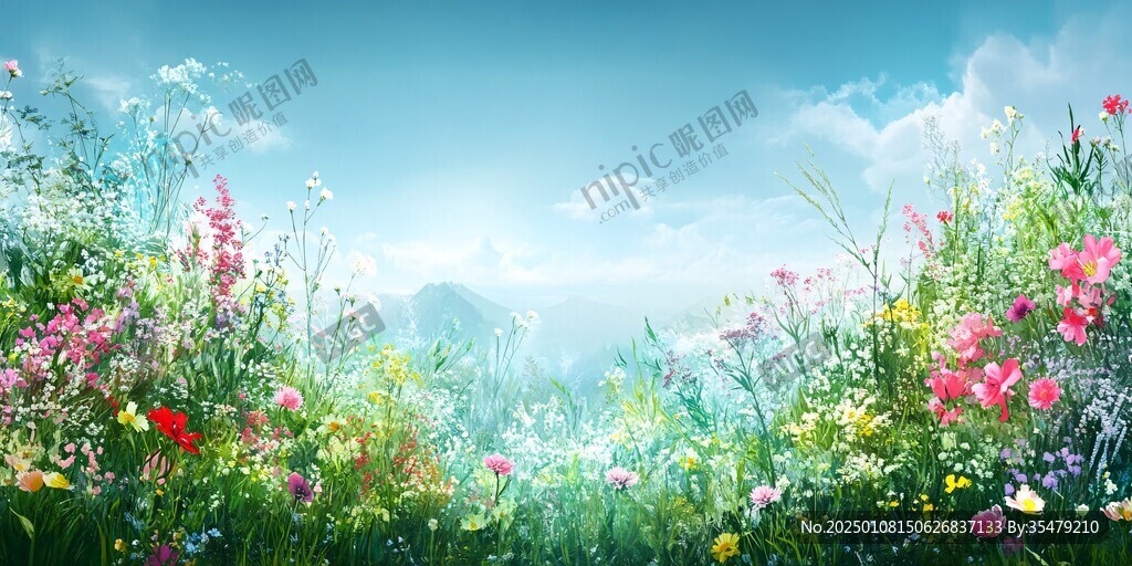 唯美梦幻花田场景