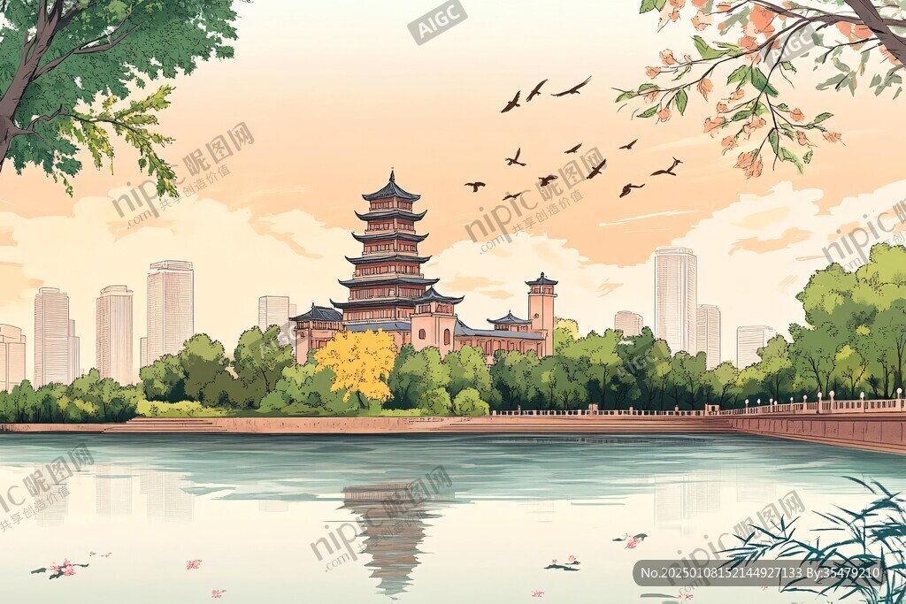 江南大学插画宣传背景