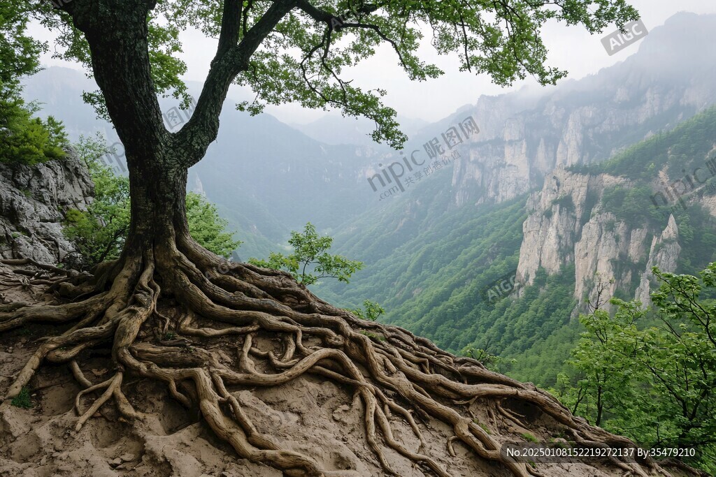 绝壁上的树根