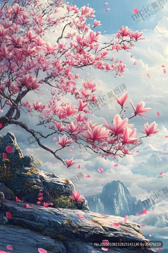 唯美山花意境桃花