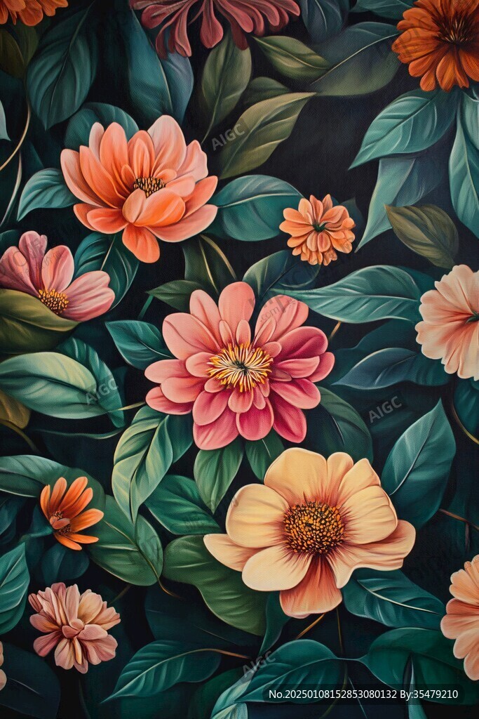 3d浮雕缤纷花卉