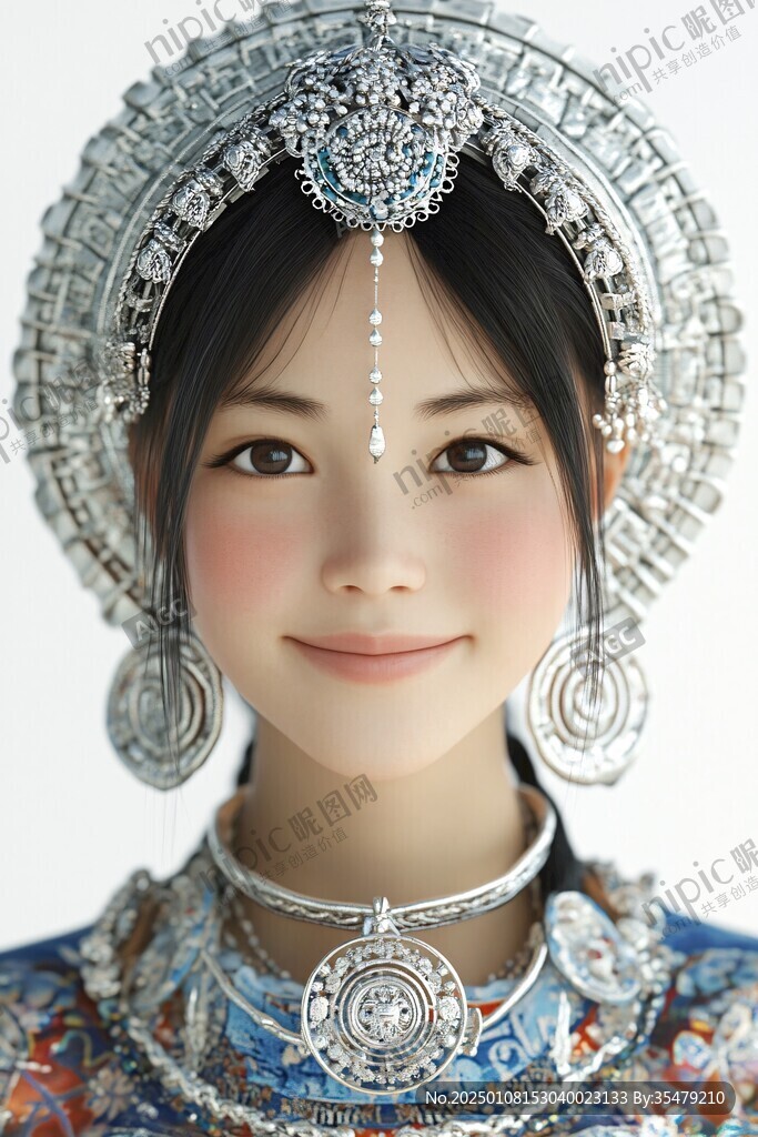 手绘少数民族美女