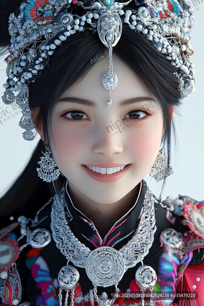 手绘少数民族美女