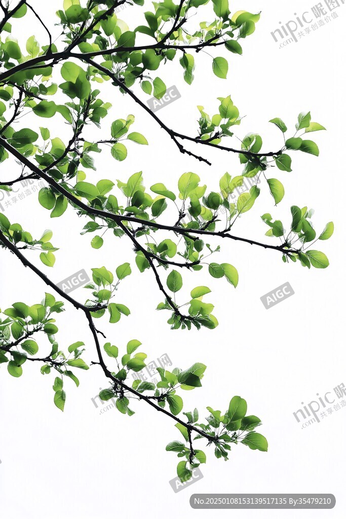 绿叶树干树枝枝叶枝丫