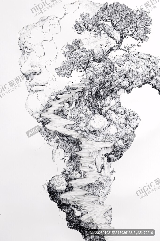 扭曲人像插画