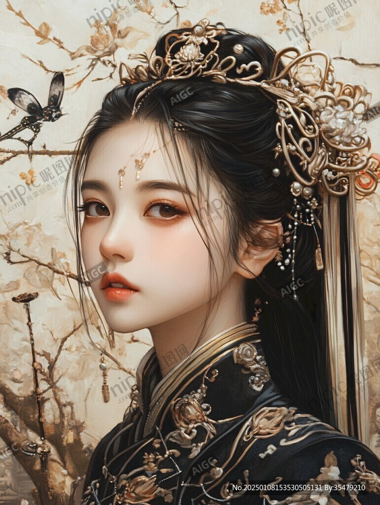 古风美女头像插画封面