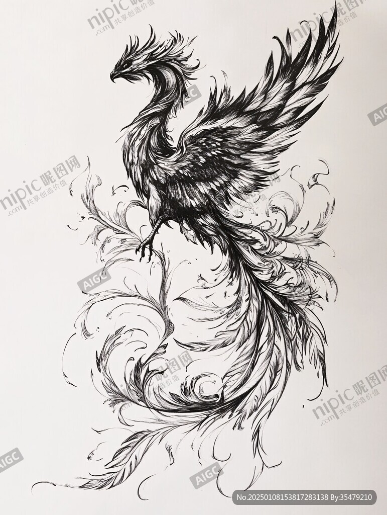 朱雀线描