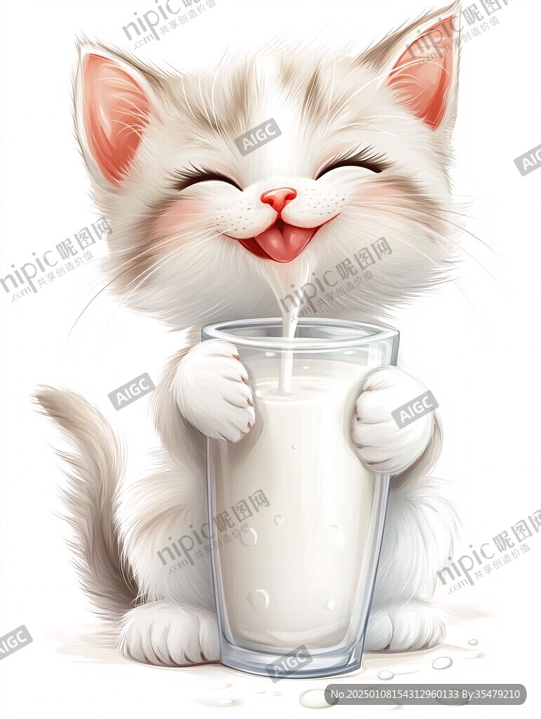 喝奶茶的猫咪插画
