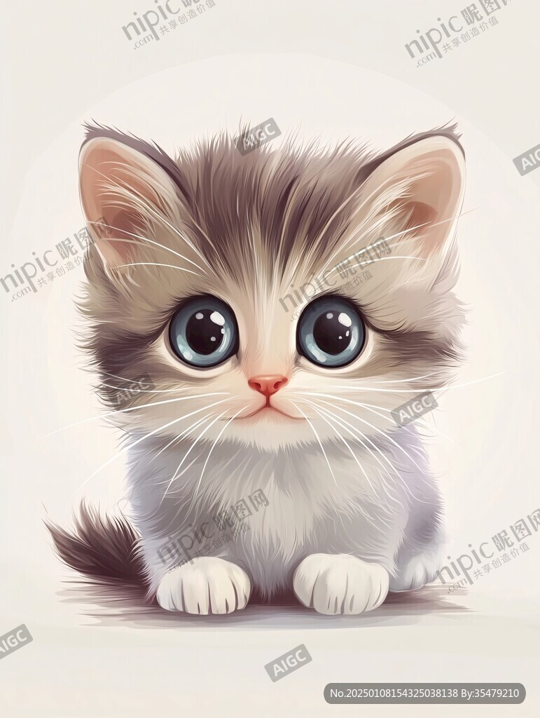 奶萌小猫插画图案