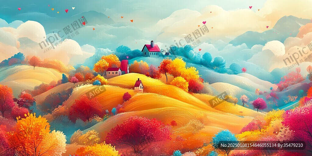 金秋风景插画