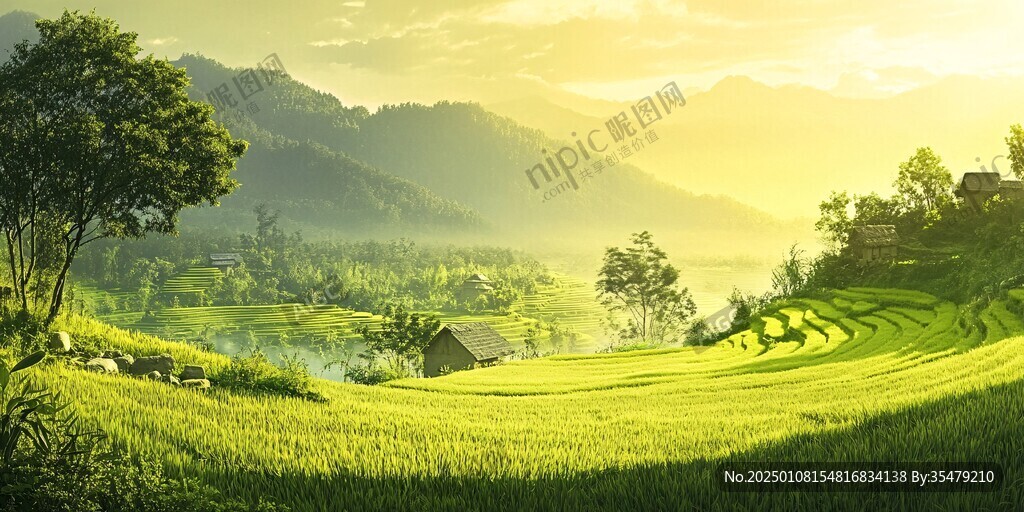 宽幅稻田全景