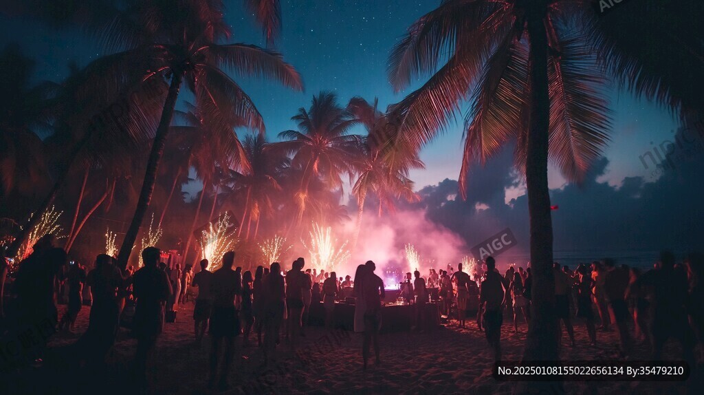 海边聚会游玩狂欢的人