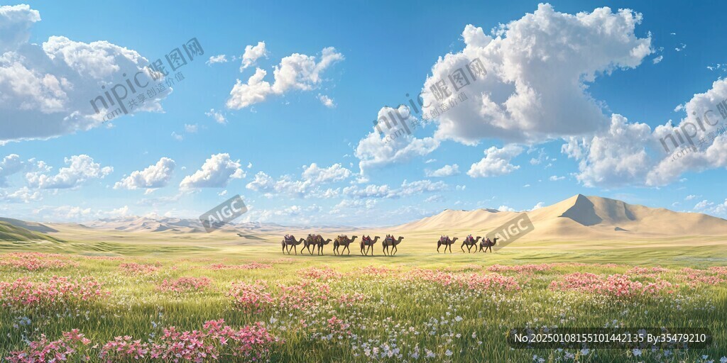 蓝天白云草原骏马