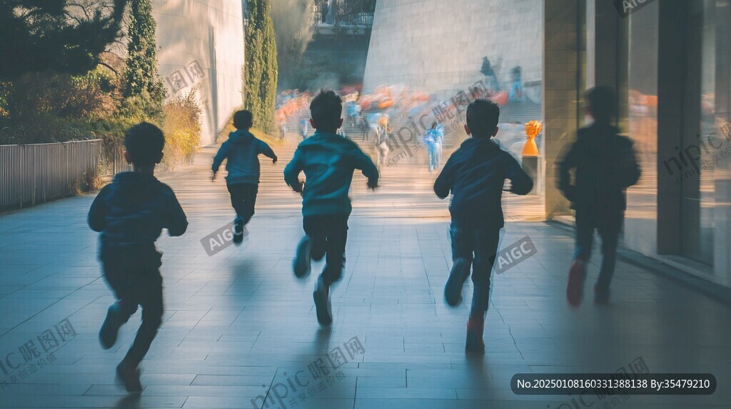 跑步的小学生