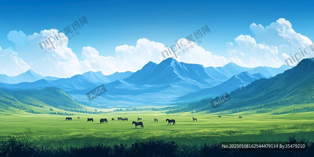 草原风光插画