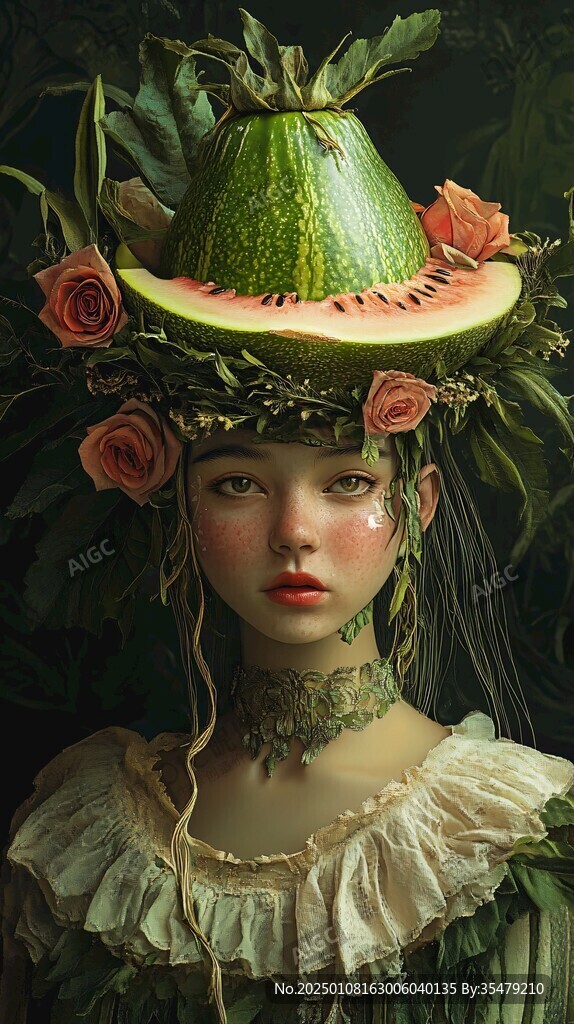水果姑娘插画绘画